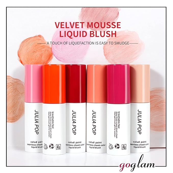 AKARY Velvet Mousse Liquid Blush Makeup for Cheeks, (Fine Flash))