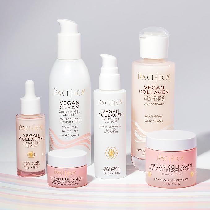 Pacifica Vegan Collagen Cream Gel Facial Cleanser - Daily Foaming Face Wash & Makeup Remover, Hydrating Anti-Aging Face Wash for Dry & Sensitive Skin, 4.7oz