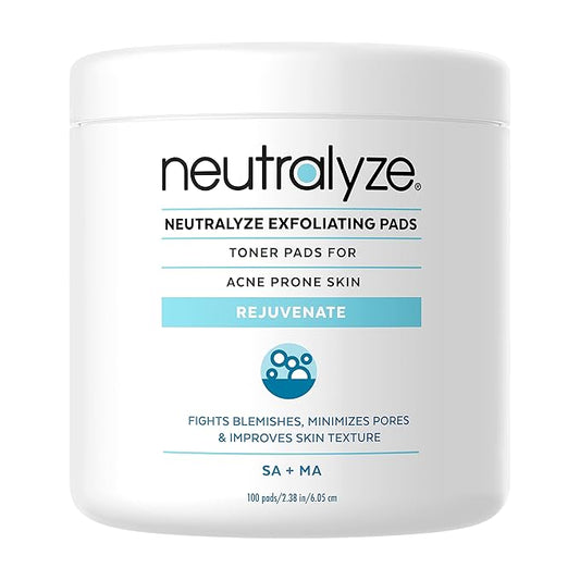 Exfoliating Acne Treatment Pads (100 Count) - Dual Textured Face Wipes with 2% Salicylic Acid & 2% Mandelic Acid - Toner Pads for Acne Prone Skin, Face & Body Wipes for Teens & Adults