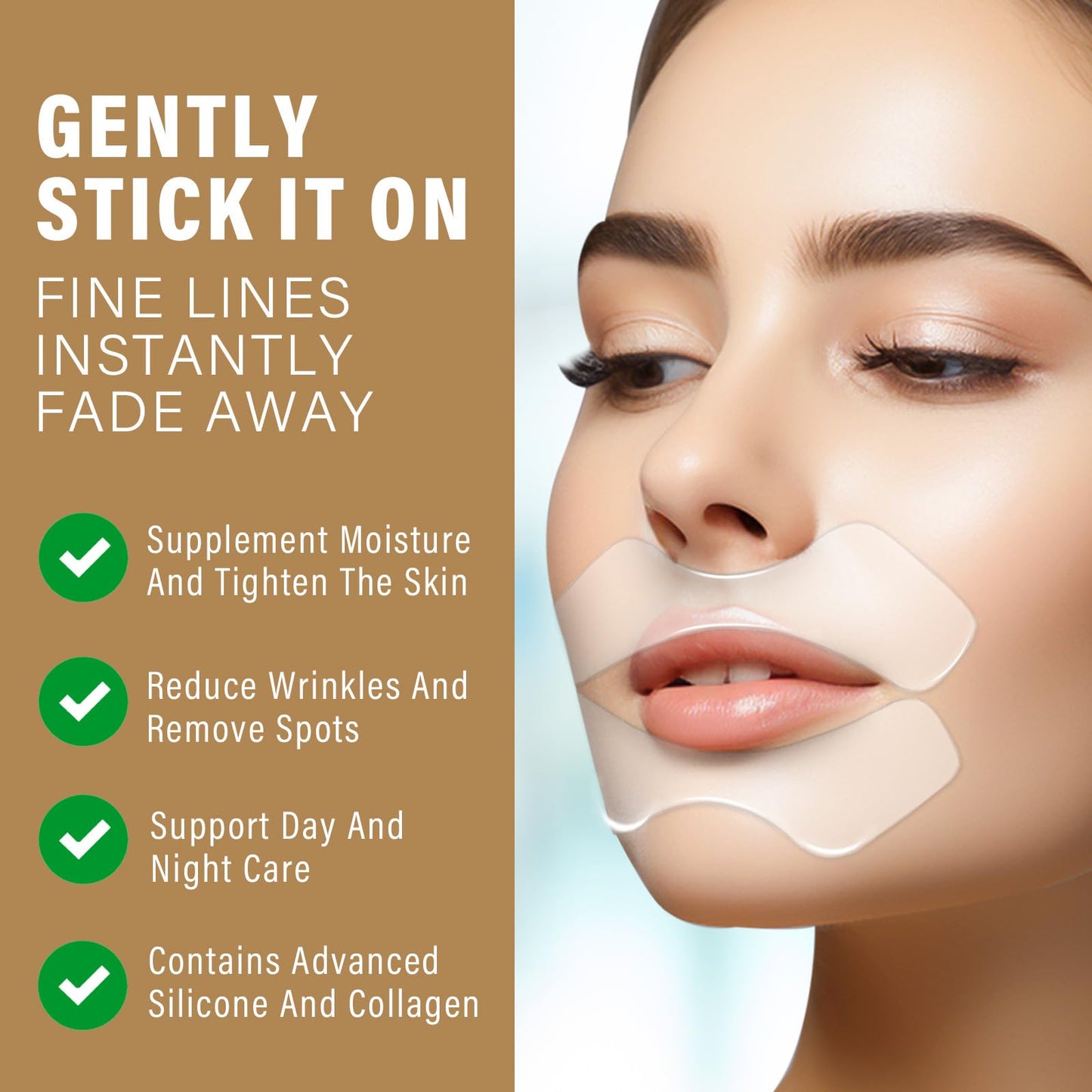 Hajoyful Anti Wrinkle Patches for Lip, Smile Line patches, Silicone Sticker for Smooth Fine Lines, Collagen Mask for Lip Lift, Fast Acting