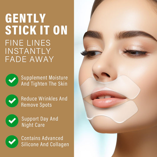 Hajoyful Anti Wrinkle Patches for Lip, Smile Line patches, Silicone Sticker for Smooth Fine Lines, Collagen Mask for Lip Lift, Fast Acting
