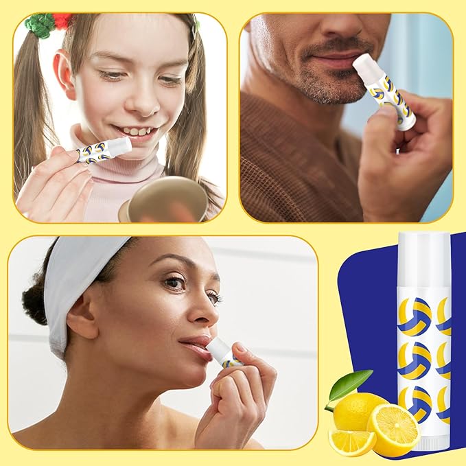 24 Pcs Volleyball Lip Balm Volleyball (Blue,white,yellow)
