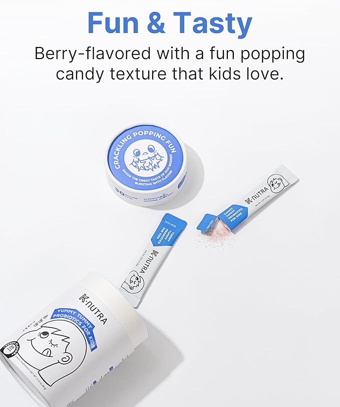 K-Nutra Yummy Tummy Probiotics for Kids | 2.12oz (30 Sticks) | 3-in-1 Prebiotic & Probiotic Powder | 30 Billion CFUs | Clinically Tested | Supports Digestive & Immune Health | for Ages 3+