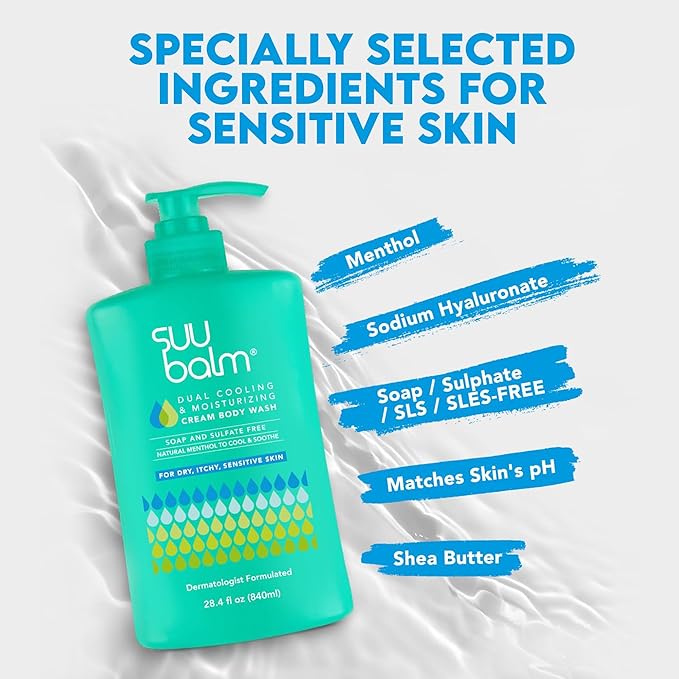 Anti Itch Body Wash, Psoriasis Body Wash, Eczema Body wash for adults, Moisturising Cleanser for Dry Itchy Relief, Derm-Formula, Menthol & Shea Butter, Sulfate Free, 28.4 fl oz
