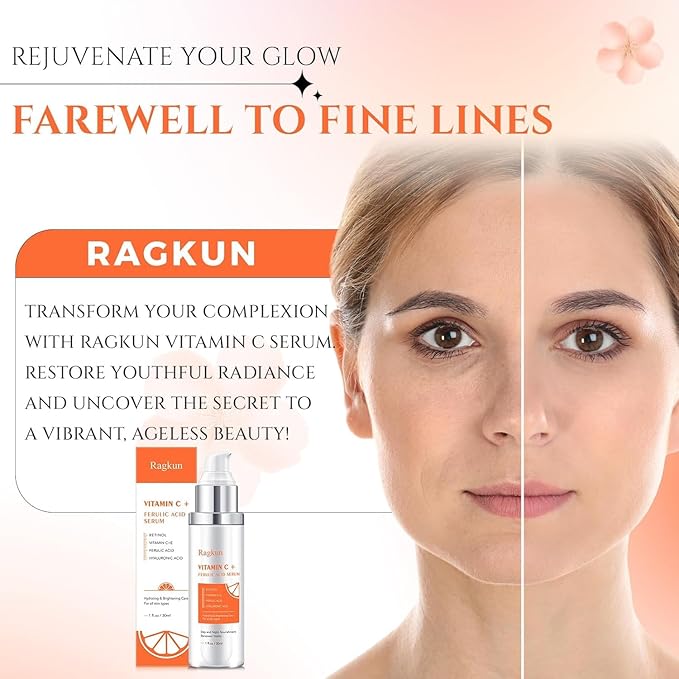 Super Vitamin C 20% Serum for Women, Dark Spot Remover for Face, CE Ferulic Acid, Hyaluronic Acid, Retinol, Hydrate & Plump Skin Care Anti Aging Wrinkle Brightening Skincare -1 Fl Oz.