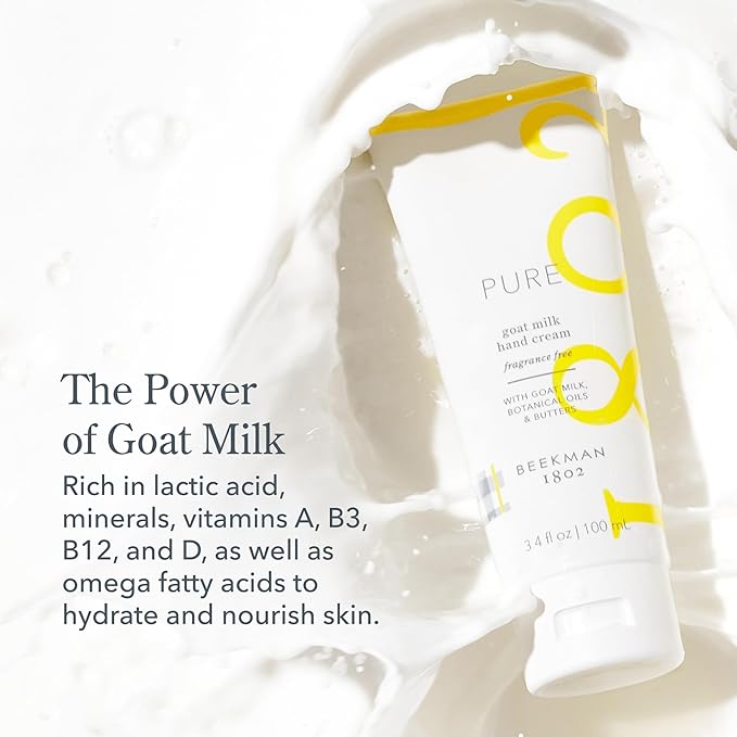 Beekman 1802 Goat Milk Hand Cream - Fragrance Free Hand Lotion For Deeply Hydrating All Skin Types - Lightweight, Non-Greasy & Sensitive Skin Safe - 2 oz - Packaging May Vary
