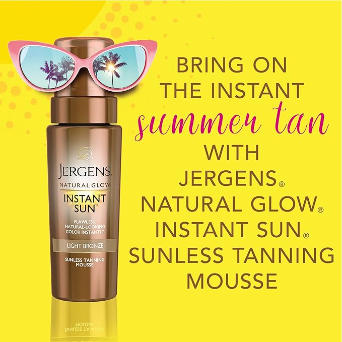 Jergens Natural Mousse, Light Bronze Tan for Fair Skin, Odor Free, 6 Fl Oz