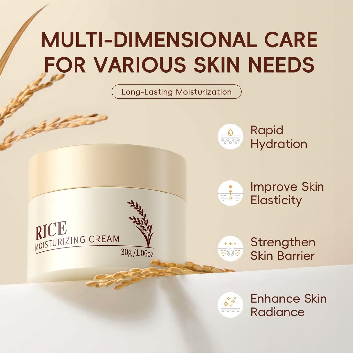 Skin Care Set - Rice Face Moisturizer Cream & Rice Serum (2 Products) Moisturizer for Face,Hydrating Targets Dryness,Pore Minimizing,Deep Nourishment,Strengthens Skin Barrier,All Skin Types,1.66 oz