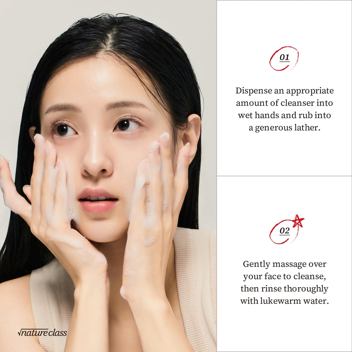 NATURECLASS R199 Gentle Cleansing Foam with Rice Bran Extract–Deep Cleansing,Exfoliating, Hydrating & Low pH Formula for Radiant Skin, Makeup Removal, Korean Skincare 5.07 fl.oz.