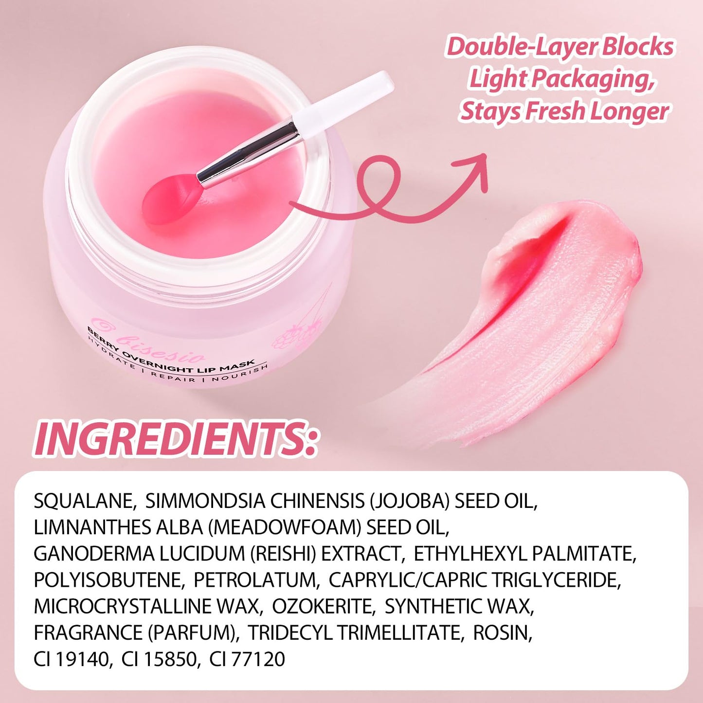 Lip Sleeping Mask,Moisturizing Lip Balm Containing Squalane and Jojoba Oil,Lip Care Cream That Provides Long-Lasting Moisture and Deep Nourishment,Fruity-Scented Lip Balm,Light and Non-Sticky.