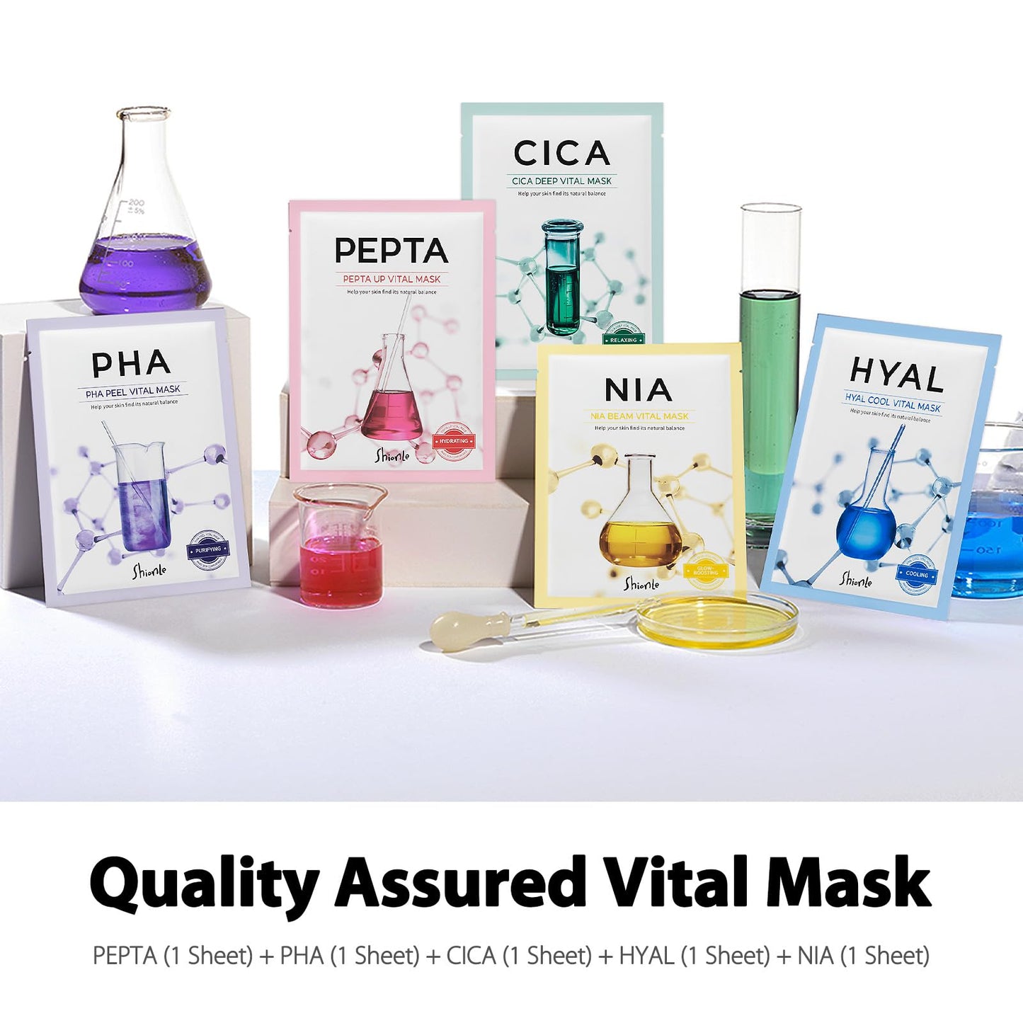 SHIONLE 11 Combo Pack A+B Vital & Essential Face Mask Sheet 11 Types Variety Set, Premium K-cosmetics Korean Skincare, Moisturizing Treatment Mask, Natural Home Spa Self Care For All Skin Types