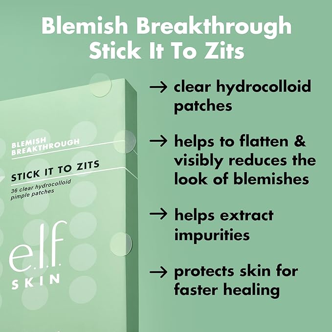 e.l.f. SKIN Blemish Breakthrough Stick It To Zits Pimple Patches, Helps Reduce The Look of Blemishes & Heal, Vegan & Cruelty-free, 36 Patches