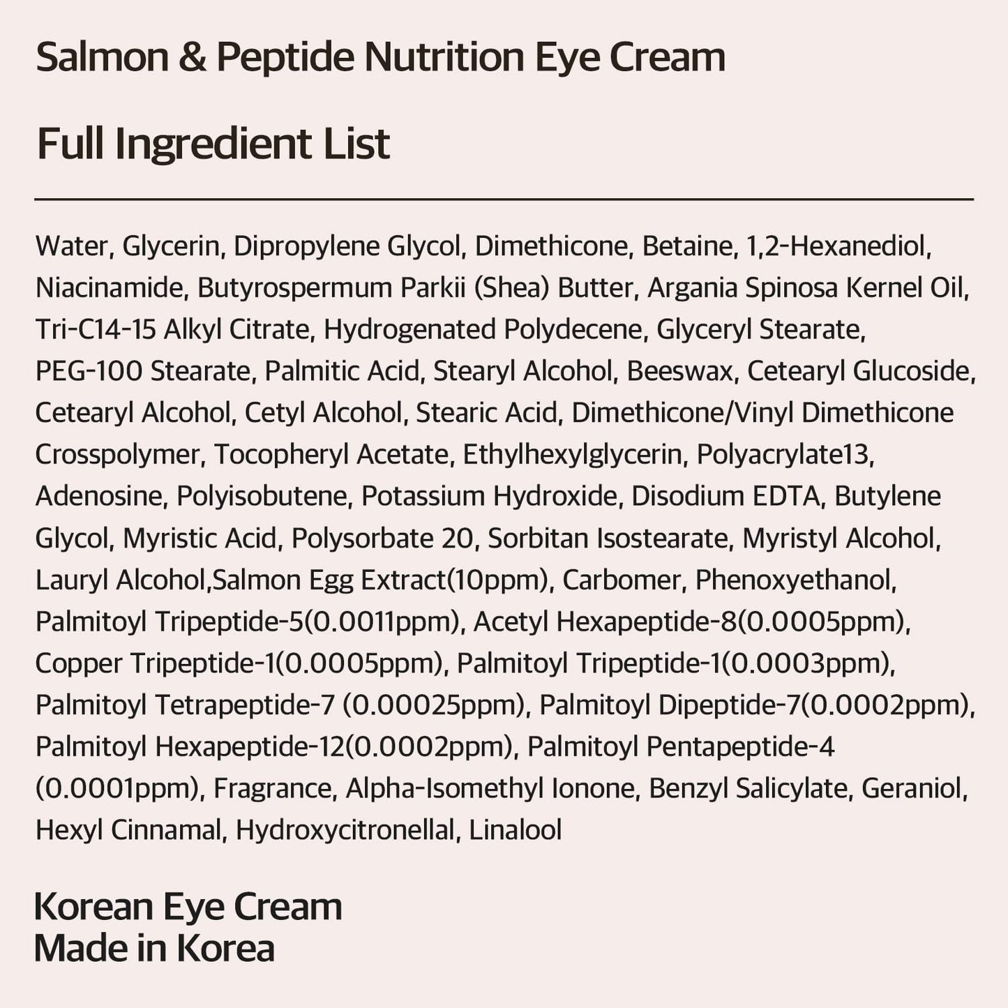 eyeNlip Salmon Peptide Eye Cream 1.18 fl oz - Daily Lightweight Cream with Niacinamide and Nutrition-Rich Complex for a Refreshed Under-Eye Look, Korean Skincare Routine