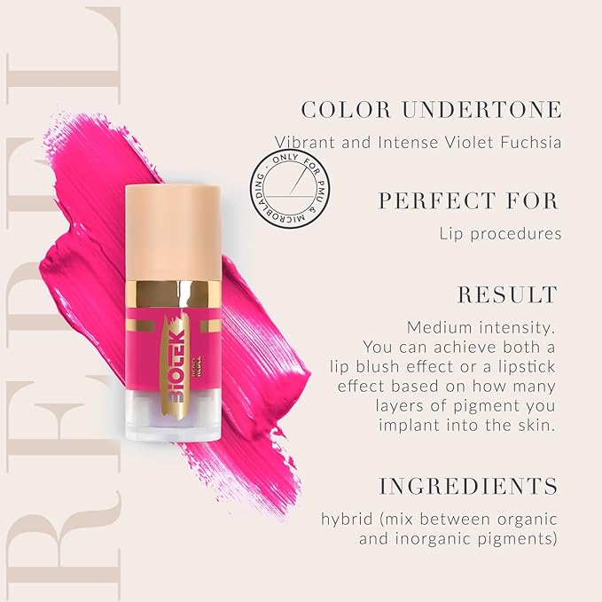 Biotek Lip Pigment for Permanent Makeup - Vibrant and Intense Violet Fuchsia Lip Color - Made in Italy - Rebel 0,24 fl.oz.