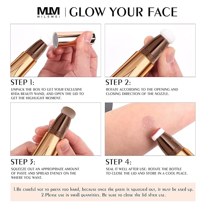 3 Color Contour Beauty Wand, Highlighter ，Blush，Face Concealer Pear White