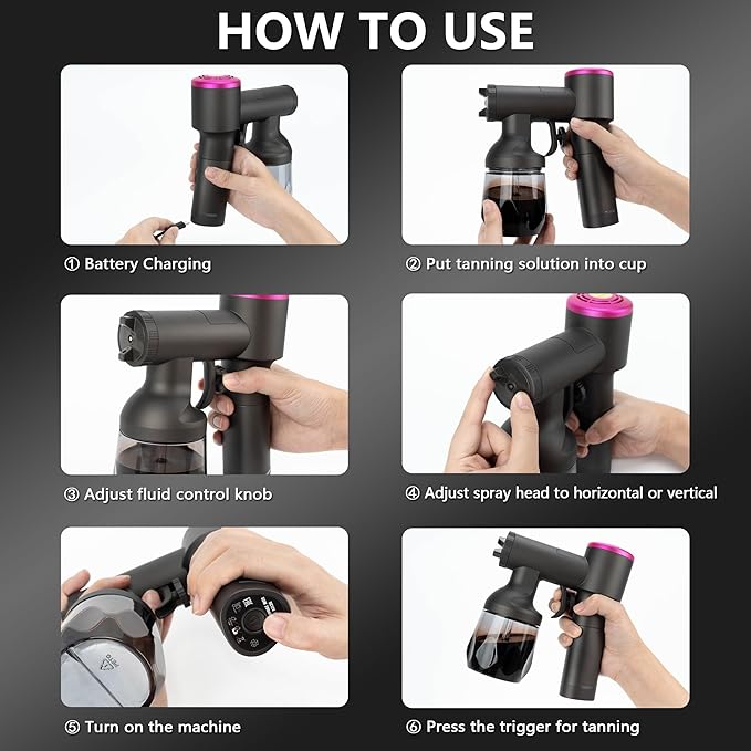 Cordless Spray Tan Machine Portable Beach Tanning Machine Hose-less and Rechargeable Airbrush Tan Machine Self-Tanners With Carry Case Used for Beach Tan Home Tan Salon DIY Tan Mobile Tan