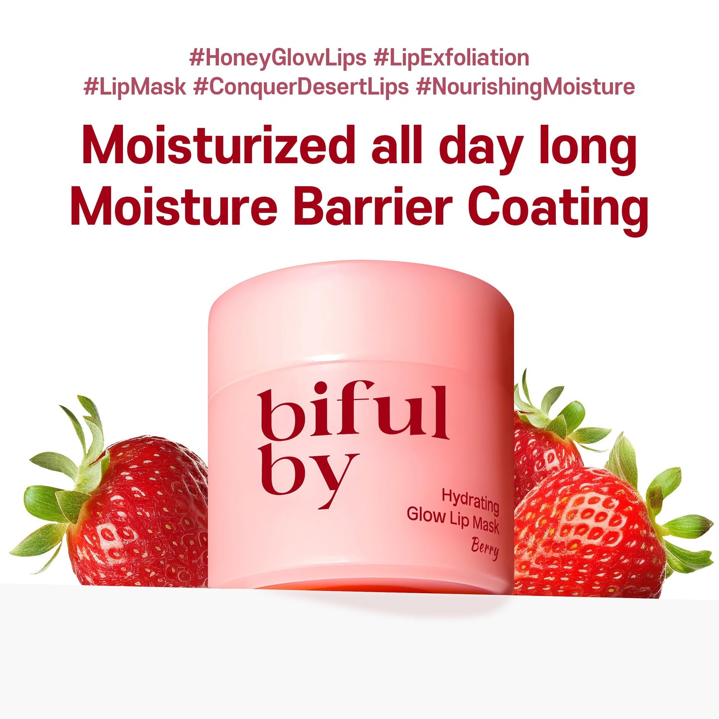Korean Mini Lip Balm Hydrating Glow Lip Mask (Berry) 10g, 12hrs Long-lasting Overnight Moisture Butter for Women