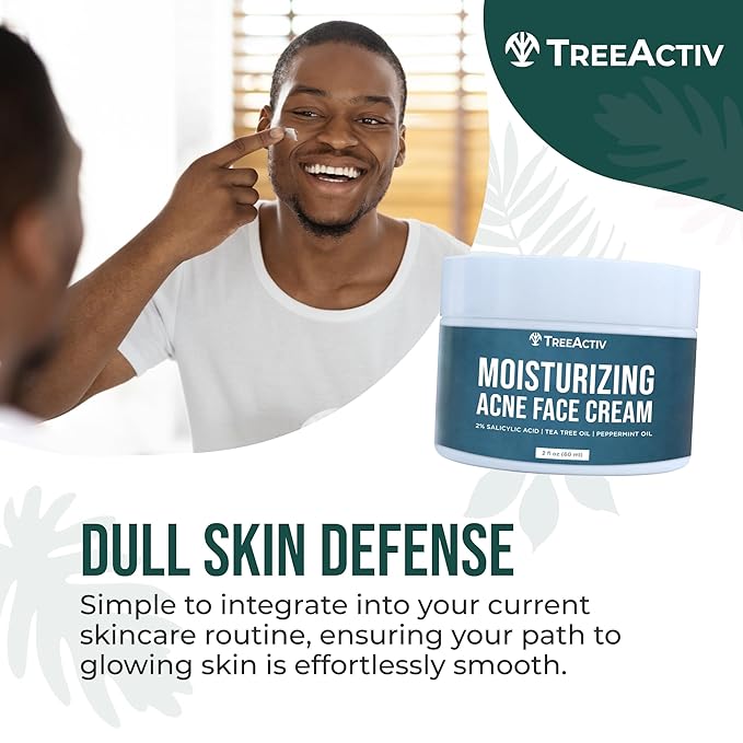 TreeActiv Acne Cream Original Formula, 2 fl oz, 2% Salicylic Acid Face Moisturizer for Oily Skin, Skin Care Acne Formula for Cystic Acne Treatment, Hydrating Face Moisturizer for Acne Prone Skin