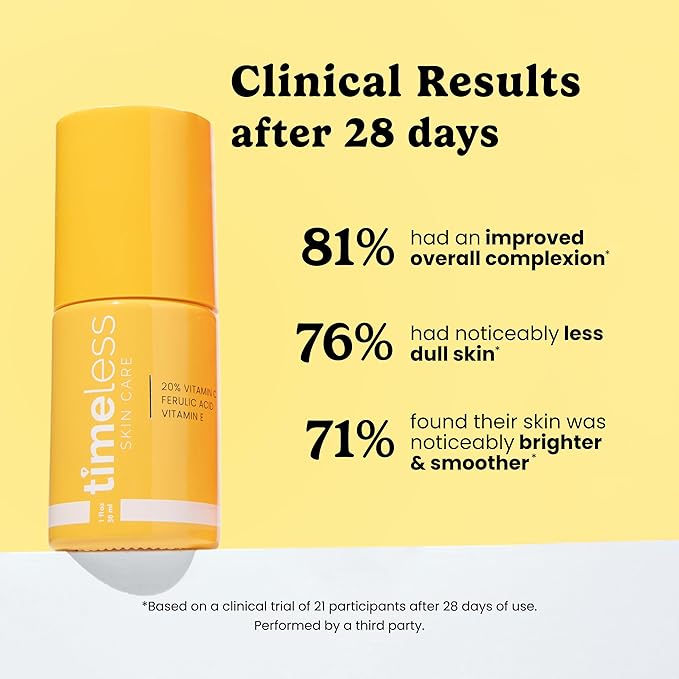 Timeless Skin Care Vitamin C Serum with Vitamin E & Ferulic Acid - Serum - for Oily & Dry Skin - Fragrance-Free - 1 Fl oz (Pack of 2)