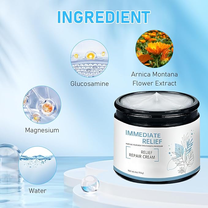 Magnesium Cream for Sleep, Magnesium-Relief Bone Healing Cream, Soothing Magnesium Lotion, Natural Joint Relief Gel for Neck,Waist,Back Hand Feet and Leg,for All Skin Types,4oz/113g(2pcs)