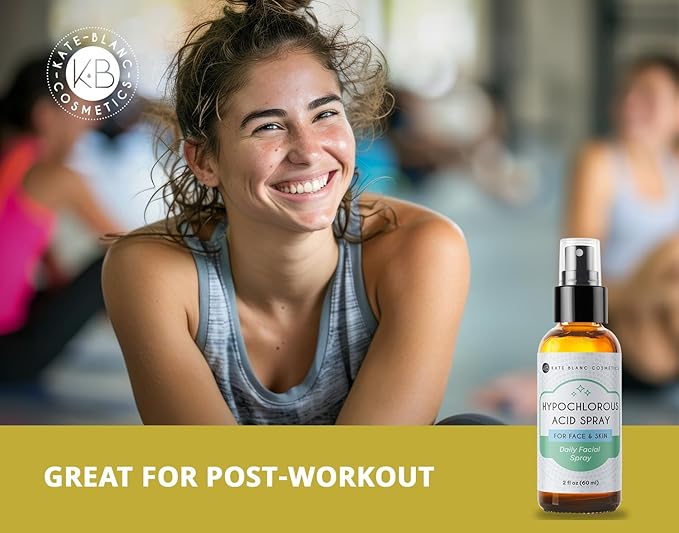 Kate Blanc Cosmetics Hypochlorous Acid Spray for Face and Skin. Gentle Facial Cleanser with .02% HOCl (2oz)