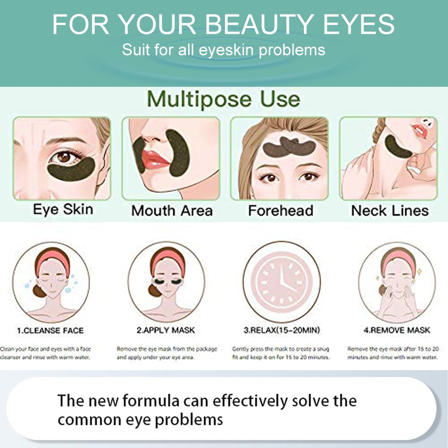 Felico 30Pcs Lip Mask Under Eye Masks Patches,Crystal Collagen Hydrating Moisturizing Smoothing Lips Gel Pads for Puffy Eyes Bags,Dark Circles,Puffiness,Fine Lines,Wrinkles,Anti-Aging Hyaluronic Acid