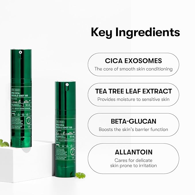 VT COSMETICS Pro Cica Reedle Shot 100, Centella Asiatica Microneedling Serum, Cica Exosome, Soothing, Hyaluronic Acid, Soft Skin, Glass Skin, Korean Skin Booster 1.69 Fl Oz.(50ml)