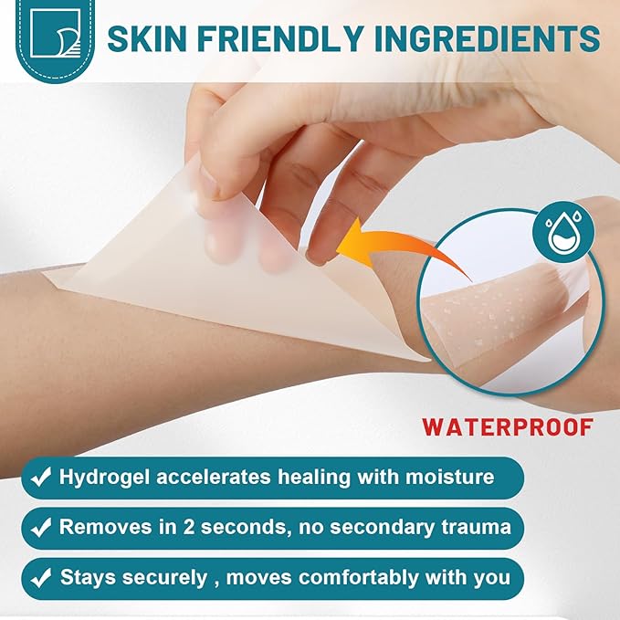 WUYUAN Hydrocolloid Roll for Wound Care, 4in*6.6ft Hydrocolloid Bandages with Self-Adhesive, Extra Large Hydrocolloid Patch Bandages Cut-to-Size, Ultra Absorbent, Waterproof