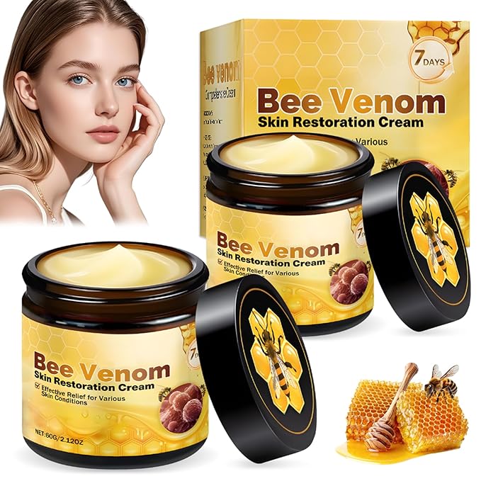 Bee Venom Skin Restoration Cream, Professional Repair & Wrinkle Care Formula & Repair Reduces Blemishes for All Skin Type (2PCS)