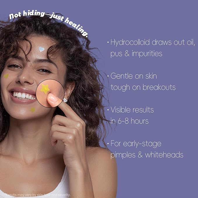 Hydrocolloid Acne Patches – Invisible& Visible Pimple Patches for Face, Tea Tree oil, Zit Absorbing Spot Treatment, Blemish Patches, Patch for Whitehead, Star& Heart Shapes, 180 count