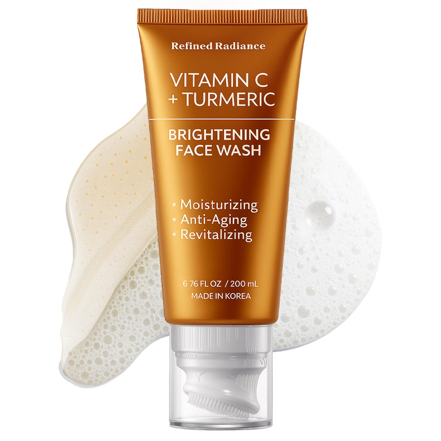 Refined Radiance Vitamin C & Turmeric Face Wash – Dermatologist Tested, Anti-Aging, Korean Skin Care – Evens Skin Tone, Reduces Dark Spots, Boosts Radiance – Clean Vegan Beauty – 200 ML