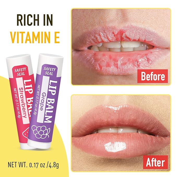 32 Pack Lip Balm, Natural Lip Flavors