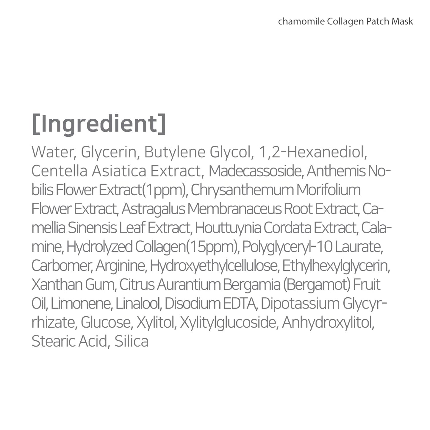 miss dragon Chamomile Collagen Patch Mask (10 Pack) – Cruelty Free Collagen Korean Skincare Facial Cotton Sheet Mask for Sensitive Skin