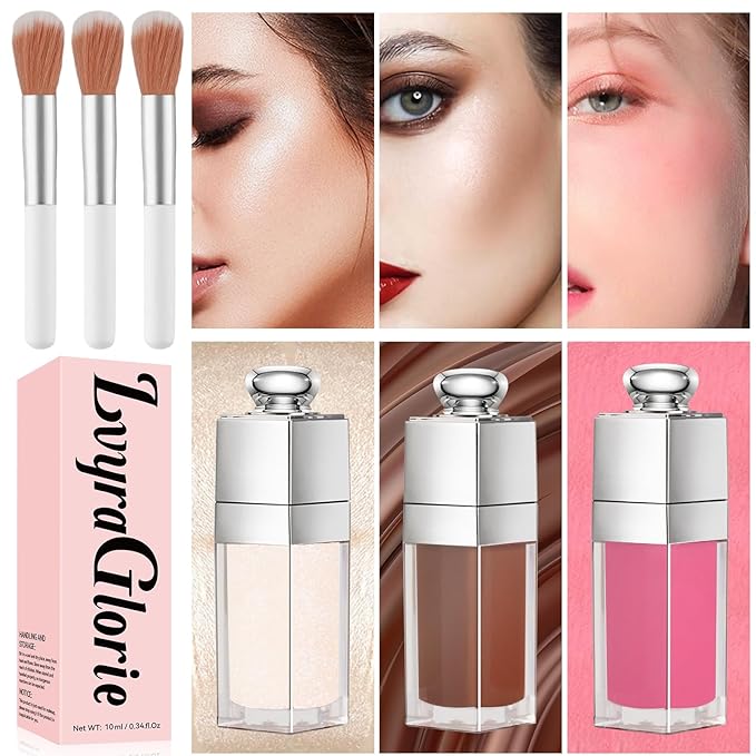 Contour Stick, Highlighter Stick, Blush Stick 3Pcs Cream