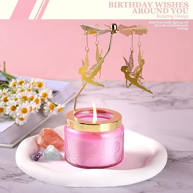 Rotatable Candle, Birthday Gifts for Women, Vanilla Cream Scented Candles Anniversary Christmas Thanksgiving, Unique Butterfly Gifts Best Girl, Friends,Mom, Pink