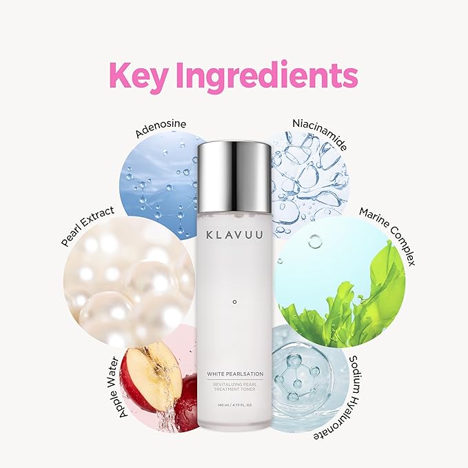 KLAVUU Deep Hydrating Milky Toner with Pearl Extract– Niacinamide, Hyaluronic Acid, Lightweight Facial Toner for Glass Skin and Wrinkle Care, Anti Aging, Korean Moisturizer Skincare for Women (4.76oz)