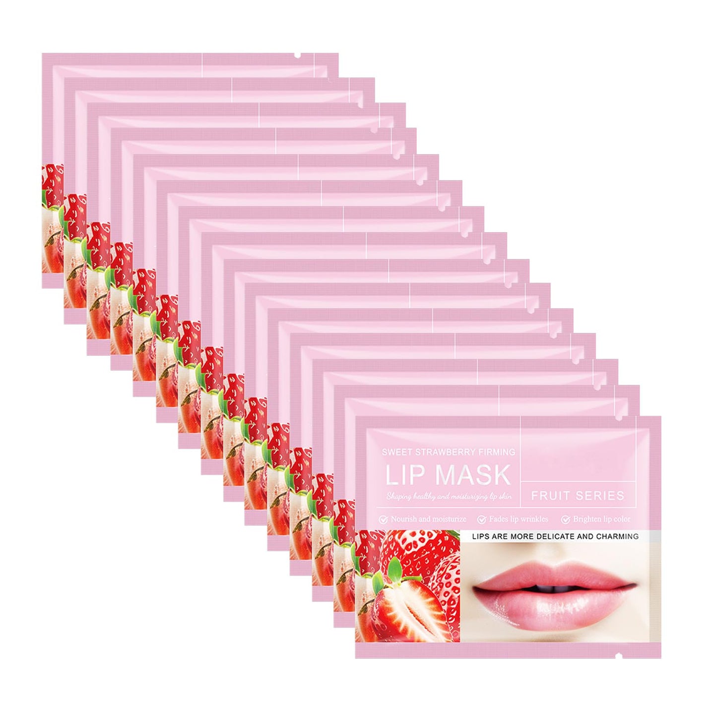 Felico Lip Mask, 30PCS Collagen Care Gel Pads for Moisturizing,Reducing Chapped,Smoothing,Fine Lines,Remove Dead Skin Moisture Essence Make Your Dry Lips Attractive Sexy Strawberry