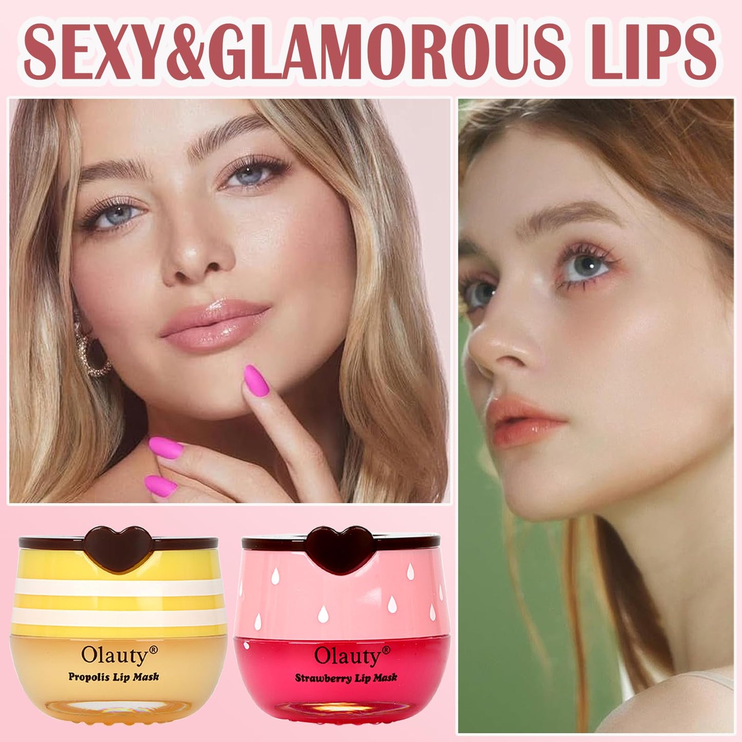 4 Pack Bee Lip Balm Lip Mask Honey Pot,Hydrating Lip Balm Honey&Strawberry&Watermelon&Apple Lime Lip Sleeping Mask Propolis Moisturizing with Stick,Vitamin E Cracked&Chapped Lips