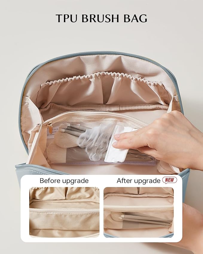 EACHY Travel Makeup Bag,Large Capacity Cosmetic Bags for Women,Waterproof Portable Pouch Open Flat Toiletry Bag Pattern Makeup Bag