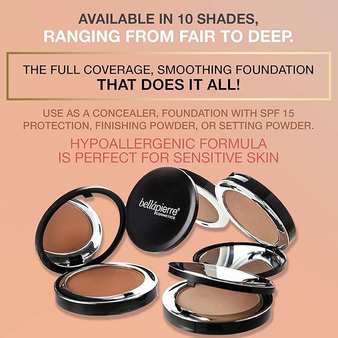bellapierre Compact Mineral Foundation SPF 15 | Vegan Brown Sugar 35 Oz