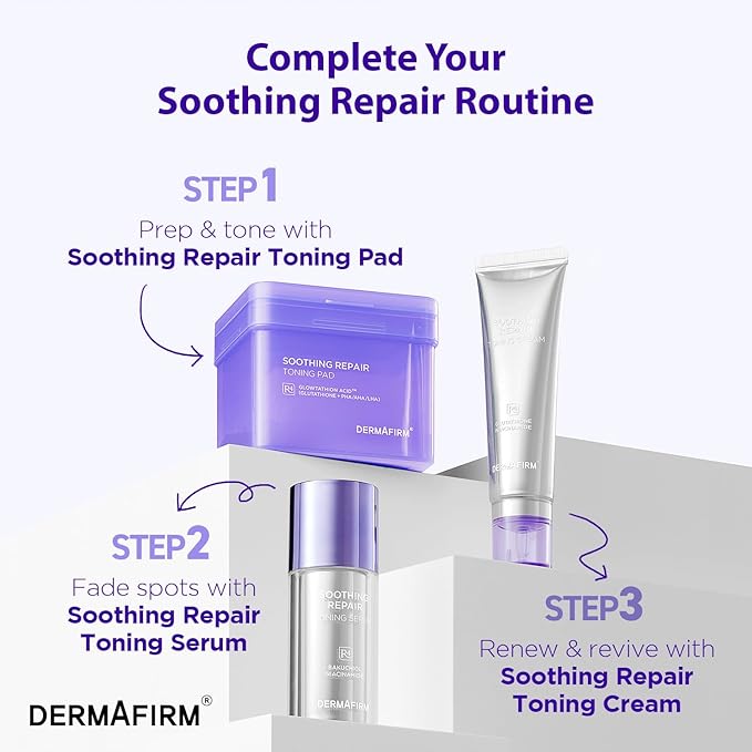 Dermafirm Soothing Repair Toning Cream - Korean Skin Care Moisturizer Face Cream w/Niacinamide, Bakuchiol, Glutathione & 8x Hyaluronic Acid - Vegan Glowing Skin Firming Cream (1.69 fl oz)