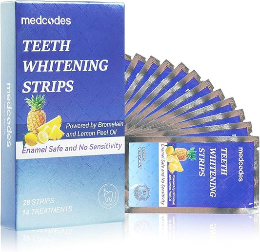 Teeth Whitening Strips for Sensitive, Enamel Safe Non-Slip Dry Strip Technology for Whiter Teeth,28 Strips Whitener Safe Whitestrip, Deep Stains Removal Tooth Whitening (One Size, Pineapple)