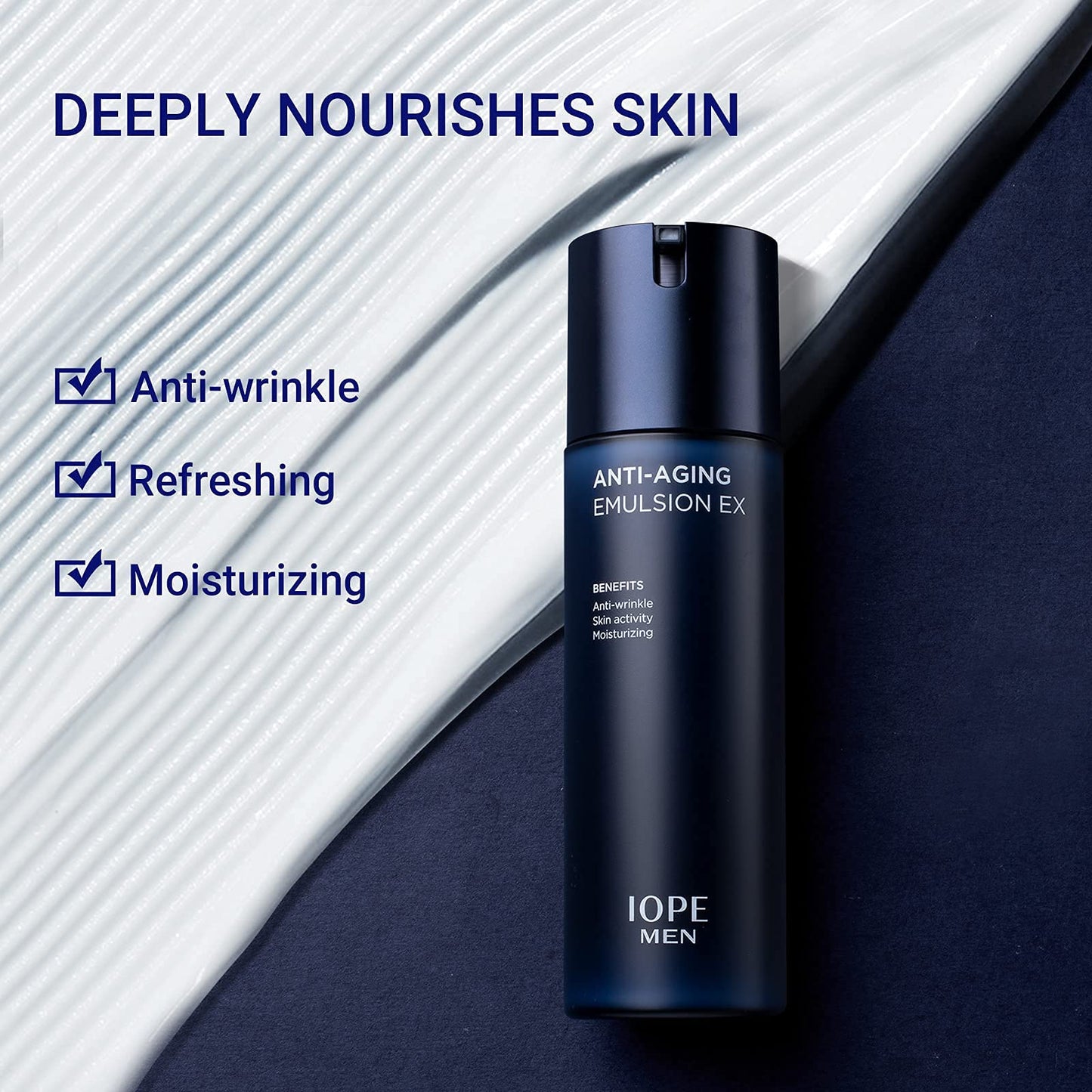 IOPE MEN BIO Anti-aging & Moisturizing Set, Cleanser, Emulsion, Conditioning Essence Serum and Soothing Aftershave, HOMME Korean Skincare by Amorepacific