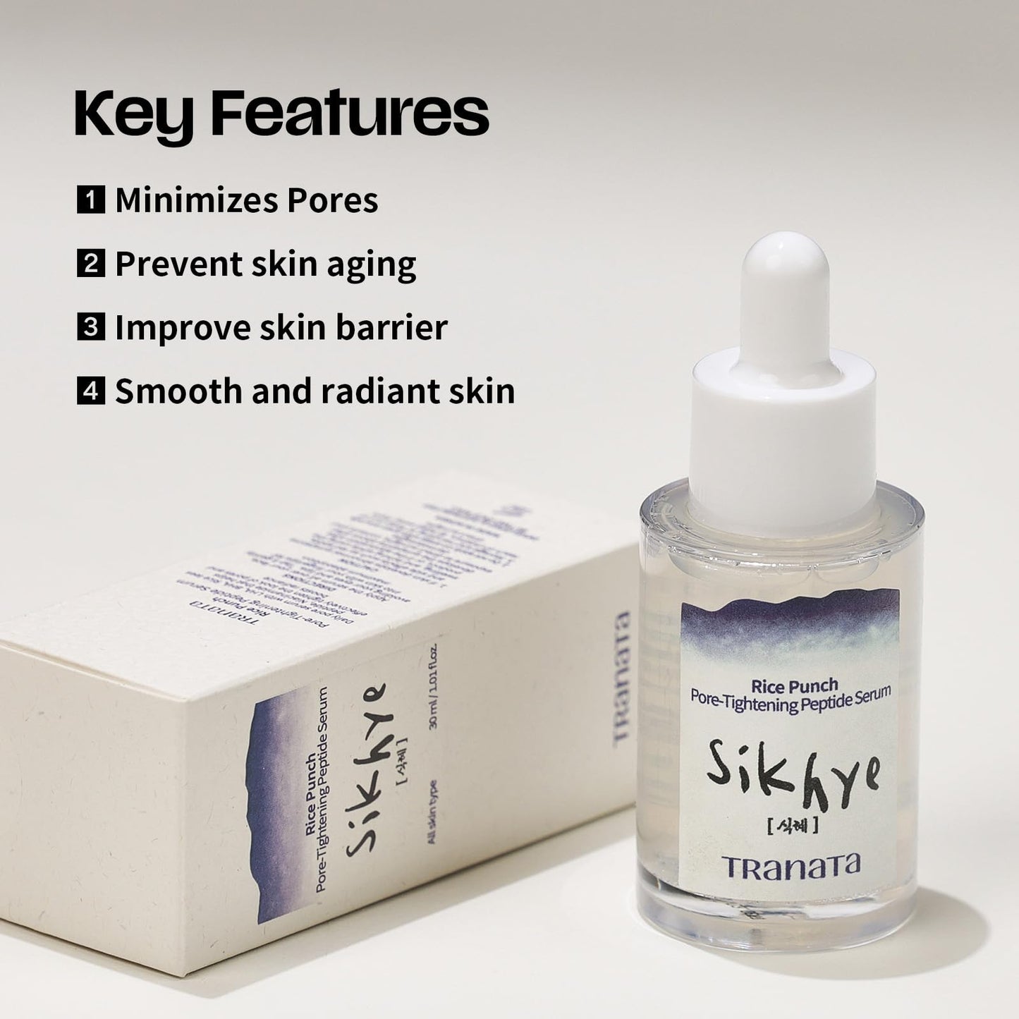 [TRANATA] Rice Punch Peptide Capsule Serum Pore tightening – Korean rice skincare with 80% Rice peptide for Glass Skin Glow Pore tightening Hydration peptide Rice& Lactobacillus for Face