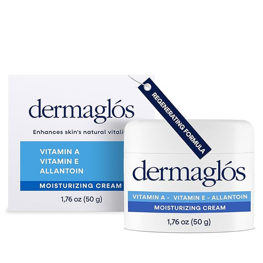 Dermaglos Moisturizing Cream | Vitamin A (Retinoids), Vitamin E & Allantoin | Rich Moisturizer for Wrinkles, Stretch Mark Prevention, Tattoo Aftercare, Scar cream, Hydration for Smooth Skin | 1,76 oz