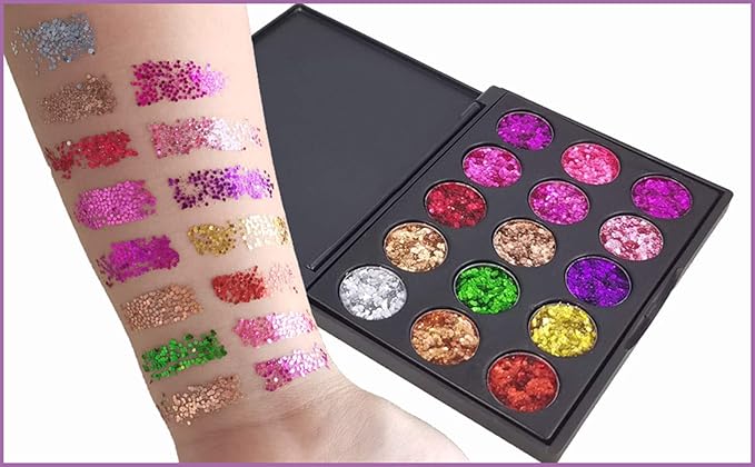 evpct 15 Color Shimmer Glitter Sparkle Glittery Eyeshadow