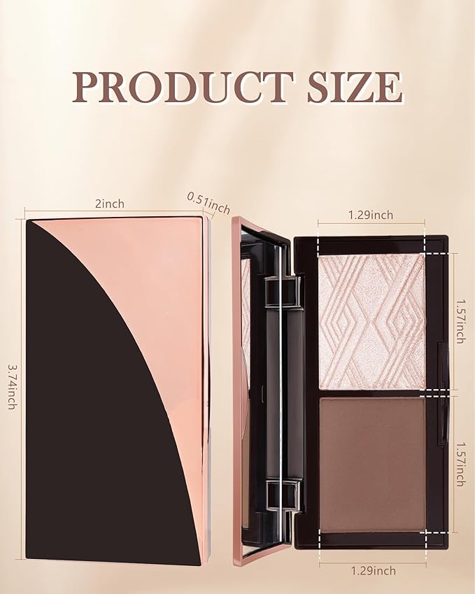 Face Matte Blush Powder Palette-2Colors Buildable Facial Cheek Women Girl-03