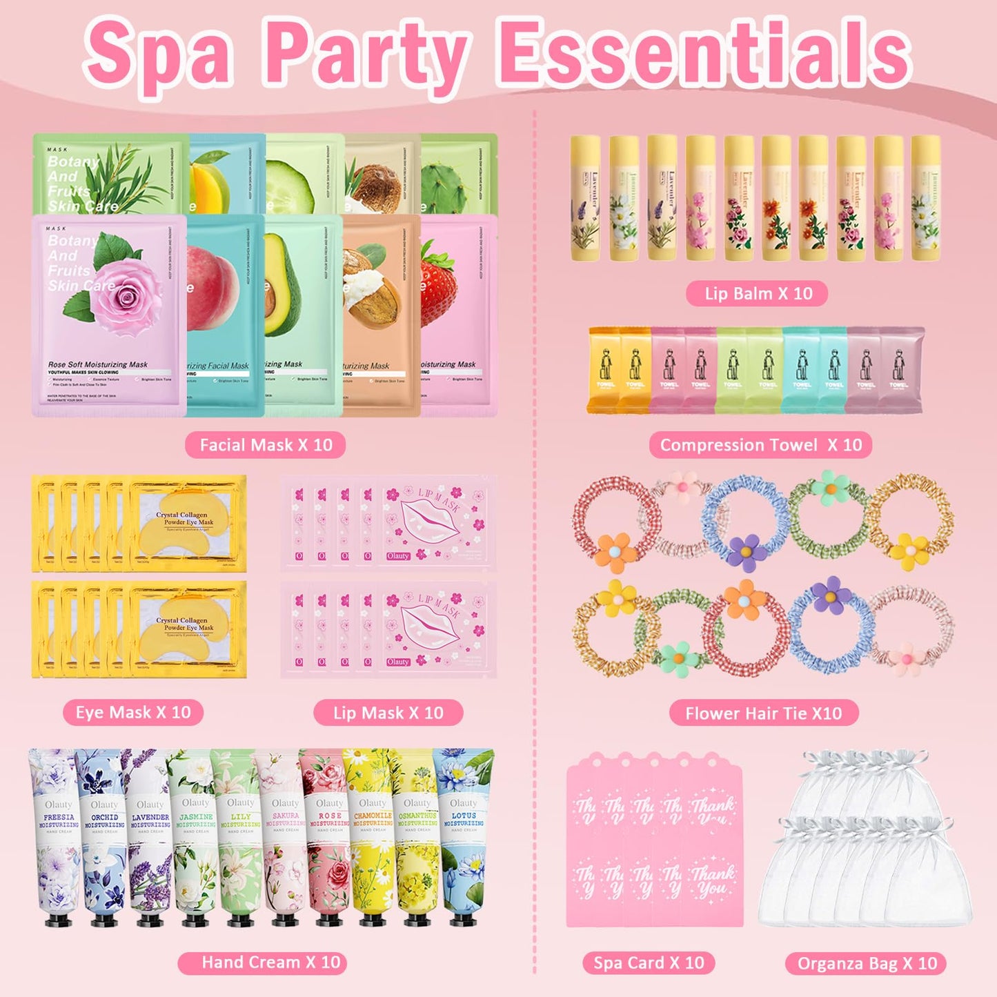 90 PCS Spa Party Supplies for Girls,Daughter Spa Gift Sets Favors Include Face Masks,Lip Balm,Under Eye Patches,Lip Mask & Compressed Towel,Hair Band,Spa Sleepover Party Supplies for Women