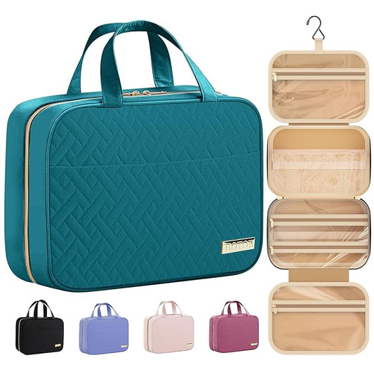 HOTOR Travel Toiletry Bag w/Hanging Hook - Spacious Toiletry Bag Essentials for Women & Men, Makeup Bag/Big Comparment, Waterproof for Travel Accessories, Medium, Teal