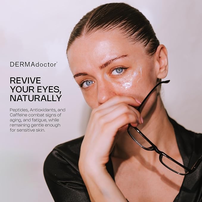 DERMAdoctor Vitamin C Under Eye Cream - Caffeine & Vitamin E | for Dark Circles, Bags Under Eyes, Wrinkles, Puffiness, Eye Fatigue, Dehydration - Anti-Aging Under-Eyes Vitamins & Moisturizer Soufflé